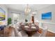 Formal dining room with a wooden table, upholstered chairs, and elegant chandelier at 1007 Surry Dale Ct, Apex, NC 27502
