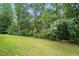 Lush green backyard with mature trees and landscaping for privacy and natural beauty at 1056 Lukestone Dr, Fuquay Varina, NC 27526