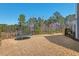 Large backyard featuring a trampoline and wooded surroundings at 126 Filigree Way, Durham, NC 27713