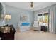 Serene Bedroom featuring a crib, rocking chair, and soft blue accents at 126 Filigree Way, Durham, NC 27713