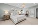 Comfortable bedroom features a queen size bed, neutral paint, and a natural window shade at 126 Filigree Way, Durham, NC 27713