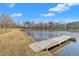 A private wooden dock provides easy access to the lake at 130 Hardy Rd, Wendell, NC 27591