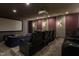 Home theater with luxurious seating, a large screen, and custom lighting at 1323 Ridge Rd, Raleigh, NC 27607