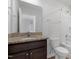 Bathroom features granite countertops, shower and ample lighting at 2105 Attend Xing, Fuquay Varina, NC 27526