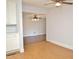 Dining area featuring neutral paint, tile floors and modern ceiling fan at 215 Sallinger St, Knightdale, NC 27545