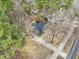Aerial view of a single-Gathering home on a spacious lot with a long driveway and mature trees at 1911 Stadium Dr, Durham, NC 27705