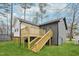 Beautiful backyard featuring a spacious wooden deck, perfect for outdoor entertaining and relaxation at 1911 Stadium Dr, Durham, NC 27705