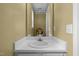 Clean and simple bathroom featuring a large mirror, a pristine white sink, and neutral décor at 3809 Mardela Spring Dr, Raleigh, NC 27616