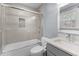 Neutral bathroom with tiled shower, glass door, and vanity with white sink at 4200 Us 1 Highway South, Kittrell, NC 27544