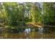 Backyard pond reflecting the surrounding trees, creating a tranquil and serene outdoor setting at 4200 Us 1 Highway South, Kittrell, NC 27544