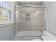 Bathroom features a light tiled shower with a glass door and modern fixtures at 4200 Us 1 Highway South, Kittrell, NC 27544