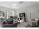 Cozy living room with a large TV, comfortable seating, and plenty of natural light from the windows at 63 Pale Moss Dr, Clayton, NC 27527