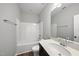 Clean bathroom with a tub and shower combo, modern vanity, and attractive fixtures at 88 Ripple Way # 314, Clayton, NC 27520
