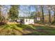 Backyard shed featuring ample storage space surrounded by a chain link fence at 104 Seaman St, Oxford, NC 27565