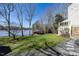 Grassy backyard leading to a lake at 106 Nashua Cv, Louisburg, NC 27549