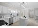 Bright kitchen boasts white cabinets, stainless steel appliances, island and light blue backsplash at 125 Vance Wrenn Rd, Roxboro, NC 27573