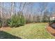 Backyard with fresh landscaping and mature trees, offering a peaceful outdoor space at 1412 Wynncrest Ct, Raleigh, NC 27603