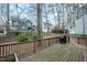 Large deck with room for entertaining in this landscaped, fenced backyard at 1701 Point Owoods Ct, Raleigh, NC 27604