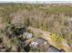 Scenic aerial view of property showcasing the tree coverage and surrounding city at 449 Parnell Dr, Raleigh, NC 27610