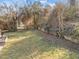 Large backyard features a grassy area and an ivy-covered retaining wall at 449 Parnell Dr, Raleigh, NC 27610