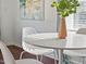 Bright dining area featuring a modern white table, chairs, and trendy art at 449 Parnell Dr, Raleigh, NC 27610