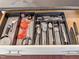 Organized kitchen drawer with custom divider for easy storage and kitchen tools at 449 Parnell Dr, Raleigh, NC 27610