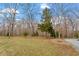 Lush backyard with mature trees, offering ample space for outdoor activities and relaxation at 95 Blueberry Rdg, Pittsboro, NC 27312