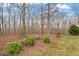 Spacious backyard with decorative stones and trees offering privacy and serenity at 95 Blueberry Rdg, Pittsboro, NC 27312
