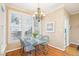 Cozy breakfast nook featuring a glass table, iron chairs, and natural light from large windows at 104 Barnes Spring Ct, Cary, NC 27519