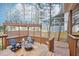 Cozy backyard deck with rocking chairs and a fire pit; perfect for relaxing and entertaining at 104 Barnes Spring Ct, Cary, NC 27519