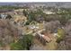 An aerial view showcases this small rural neighborhood, highlighting the landscape and proximity to open land and local road at 1723 Bahama Rd, Bahama, NC 27503