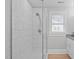 Beautiful bathroom with a glass-enclosed shower, white subway tile, and modern fixtures providing a spa-like experience at 1900 Sunset Ave, Durham, NC 27705