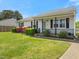 Quaint single-story home featuring a well-kept front lawn and inviting front porch at 4 Hannah Ct, Durham, NC 27713