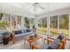 Bright sunroom filled with natural light, couch, and sitting chairs at 411 Colony Woods Dr, Chapel Hill, NC 27517