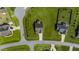 An aerial view of the property reveals a well-maintained lawn and landscaping within a friendly neighborhood at 420 Carsons Creek Trl, Wendell, NC 27591