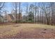 Large backyard featuring bare trees and dormant grass, awaiting your personal touch at 721 Thompson Rd, Garner, NC 27529