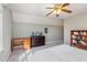 Bedroom showcasing gray walls, neutral carpet, and furniture creating a cozy atmosphere at 101 Rustic Wood Ln, Cary, NC 27518