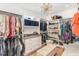 Spacious walk-in closet with custom shelving and drawers, offering ample storage and organization at 107 Crescent Hill Ln, Rougemont, NC 27572