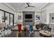 Comfortable living room with modern fireplace and stylish decor throughout the space at 132 Edward Booth Ln, Durham, NC 27713