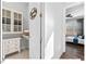 Well-organized laundry area with custom cabinetry, offering ample storage and functionality near the bedroom at 153 Abercorn Cir, Chapel Hill, NC 27516