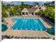The community lap pool is surrounded by sun loungers and umbrellas, perfect for relaxation at 153 Abercorn Cir, Chapel Hill, NC 27516