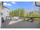 Spacious back deck with outdoor seating offers serene views of lush trees and landscaping at 2632 Jordan Pointe Blvd, New Hill, NC 27562