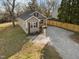 Exterior angle of home, showing gravel driveway, partial back yard, and neutral-colored siding at 310 Chub Lake St, Roxboro, NC 27573