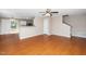 Spacious living room with open floorplan and laminate floors at 406 Homestead Park Dr. Dr, Apex, NC 27502