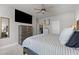 Bedroom with ceiling fan, walk-in closet, and modern design at 5507 Eagles Nest Trl, Snow Camp, NC 27349