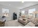 Bright living room featuring neutral tones, a comfortable sofa, and ample natural light at 63 Capewood Ct, Garner, NC 27529
