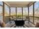 Screened patio with comfortable seating around a fire pit, providing a cozy outdoor living space at 63 Capewood Ct, Garner, NC 27529