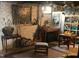 Basement features white brick walls and display of musical instruments and art at 632 E Franklin St, Raleigh, NC 27604