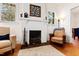 Close up of the living room fireplace and mantelpiece with decorative items at 632 E Franklin St, Raleigh, NC 27604