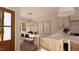 Rendering of dining area with table, six chairs, and modern gold chandelier at 9235 Bear Run Ln, Middlesex, NC 27557